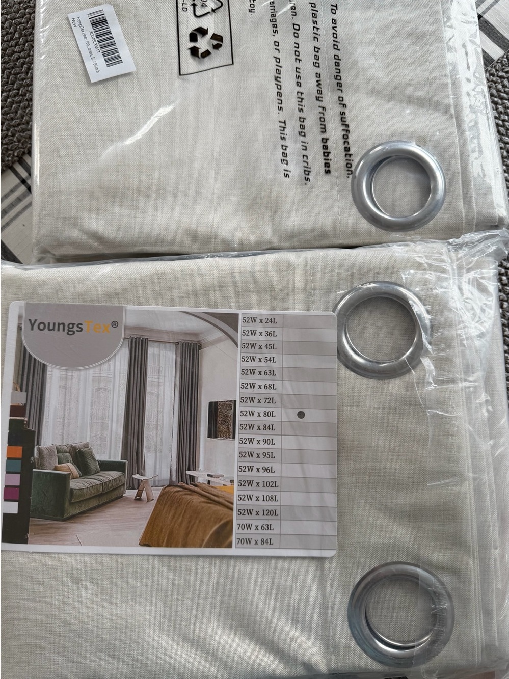 NWT - Linen Ivory Grommet Window Curtains - Light Neutral Drapes